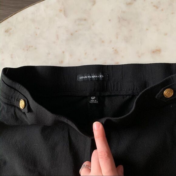 Counterparts Black Gold Button Pull On Office Wear Work Pant Legging Slack Sz 6P - Picture 7 of 8